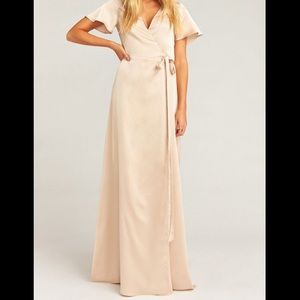 Show Me Your MuMu- wrap dress, champagne satin